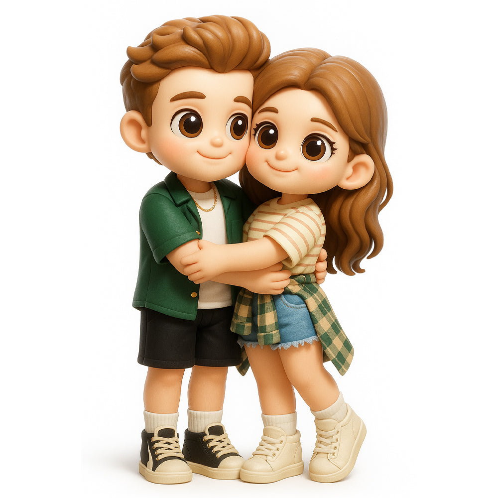 Custom Cute 3D Mini Figure Office Desk Figurine Based on Your Picture( Includes Engraved Wooden Base)