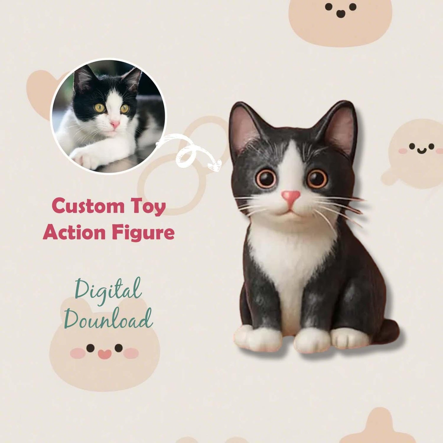 Custom Cute 3D Mini Figure Office Desk Figurine Based on Your Picture（ Includes Engraved Wooden Base）