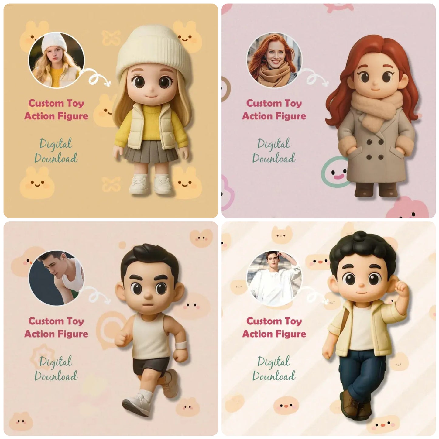 Custom 3D Mini Figure from Photo – Personalized Action Figure Toy,  Couples, Family, Anniversary, Birthday Keepsake