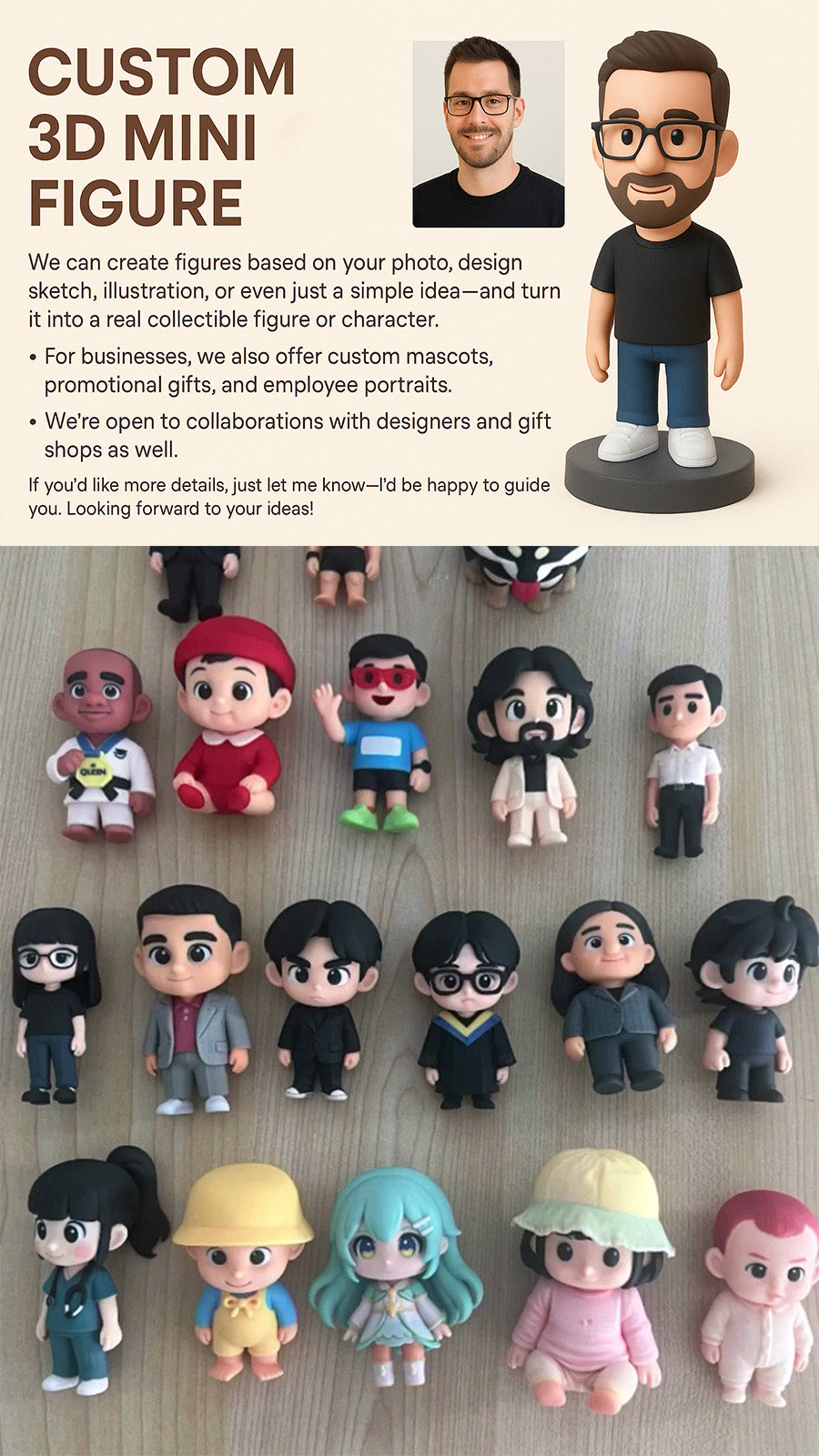 Custom 3D Mini Figure from Photo – Personalized Action Figure Toy,  Couples, Family, Anniversary, Birthday Keepsake