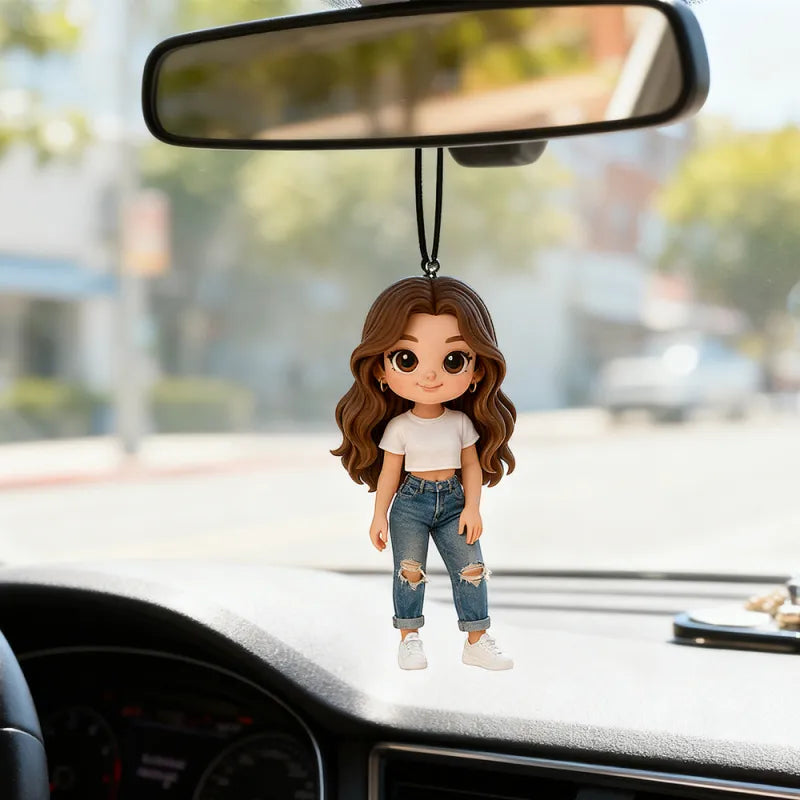 Custom 3D Mini Figure Character Car Hanging Ornament Personalized Car Decoration Unique Birthday Gift Valentines Gift